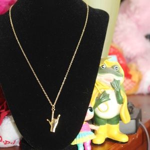 Hand Gold Pendant Necklace.